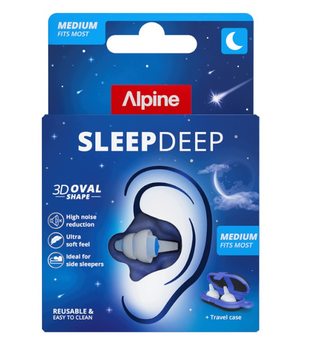 Беруші для сну Alpine SleepDeep Medium M, 27 дБ, багаторазові, від шуму та хропіння, з футляром