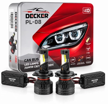 LED лампи Decker H4 PL-08 LED CANBUS PRO 9-32В (комплект) 2 шт