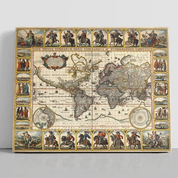 Інтер'єрна картина Стародавня карта Землі, Earth Ancient Map, географія, історія, інтер'єрний декор, 30×37 см (id3028)