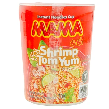 Лапша быстрого приготовления MAMA с креветками Том Ям в стаканчике SHRIMP TOM YUM CUP 70 г