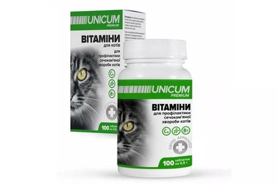 Таблетки Unicum premium для котів профілактика сечокам'яної хвороби 100 таблеток Unicum