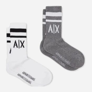 Набір чоловічих шкарпеток високих бавовняних Armani Exchange 953030CC65019310 43-46 2 пары Білий/Сірий (284149865913)