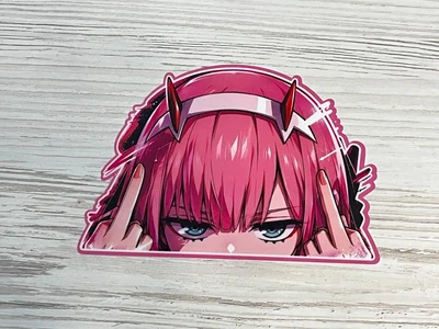 Наклейка девушка c фак. Zero Two аниме anime Fuck . Размер 15 см длина