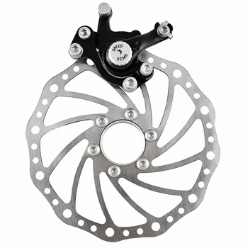 Дисковый тормоз для велосипеда F160/R140 + ротор 160 мм с фланцем под резьбовую втулку