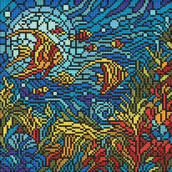 Набір алмазної мозаїки Ideyka Вітраж. Морський світ 30 х 30 см (AMO8324) (4823104383093)