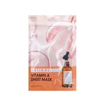 Маска тканевая Tenzero для лица Retinol Vitamin A Ampoule Sheet Mask омолаживающая с ретинолом и витамином А 25мл