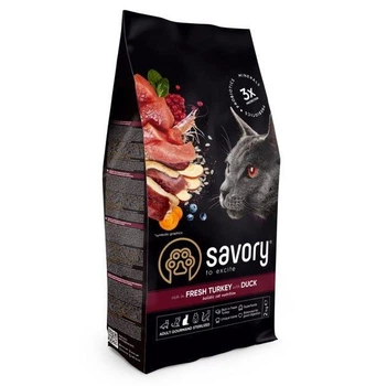 Сухой корм для стерилизованных котов Savory (индейка и утка) 2 кг