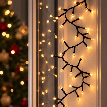 Гирлянда Новогодняя светодиодная «Феерверк» VALESO многорежимная, 200 LED, 2.3 м, теплый свет, зеленый провод