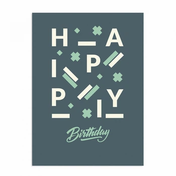 Листівка Happy Birthday. Blue