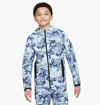 Подростковая толстовка Nike Tech Fleece Camo Full-Zip Hoodie XS Комбинированная FN9118-493