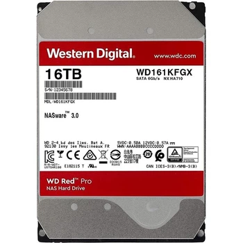 Жесткий диск (HDD) 3.5" SATA 16TB WD Red Pro NAS 7200rpm/512MB (WD161KFGX)