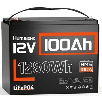 Акумулятор Humsienk LiFePO4 12V 100Ah 1280Wh з BMS для резервного живлення