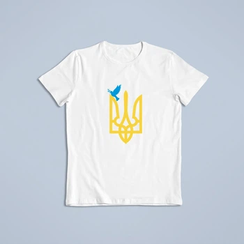Футболка детская Stedman с принтом Украинский герб и птица Белый 110-116