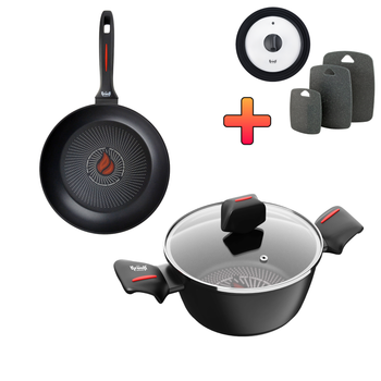 Набір сковорідки з каструлею Smart Fry + ПОДАРУНОК: Універсальна кришка та набір кухонних дощок