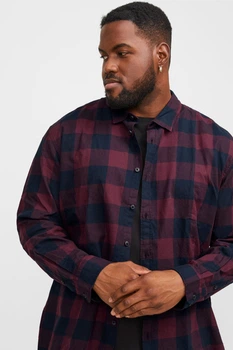 Сорочка Jack&Jones у велику клітинку бордова 2XL (400130-bordo-13183)