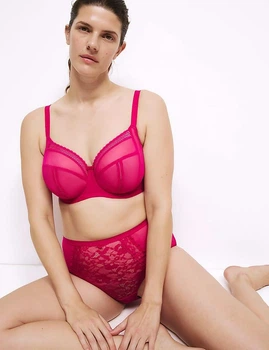 Бюстгальтер Marks & Spencer для великих грудей на кісточках без поролону рожевий 32F 70G (4648)