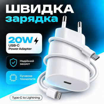 Быстрая зарядка для айфона айпада комплект быстрой зарядки для Apple iPhone iPad зарядка для iPhone Сетевое зарядное устройство Блок Type-C 20W USB-C Power Adapter Кабель зарядки Type-C to Lightning