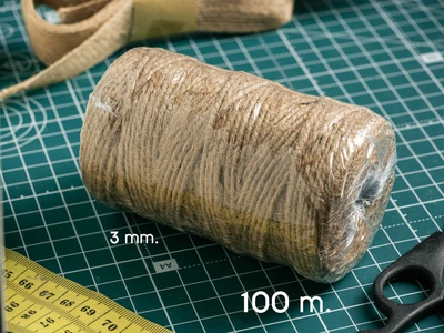 Шпагат джутовый натуральный льняной крученый 3 мм 100 м (LF-022)