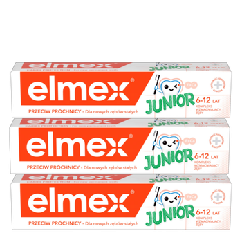 Zestaw past do zębów Elmex Children’s Junior Trio z fluorem 3 x 75 ml (8590232000418)
