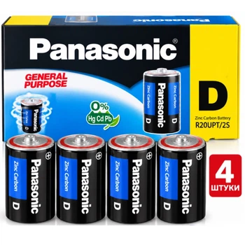 Батарейки Panasonic D (R20) Zinc Carbon 1.5V, набір 4 шт