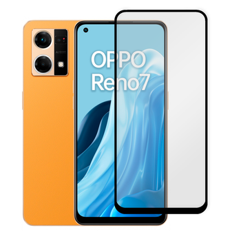 Защитное стекло для телефона Oppo Reno 7 противоударное полноэкранное черное (с олеофобным покрытием)