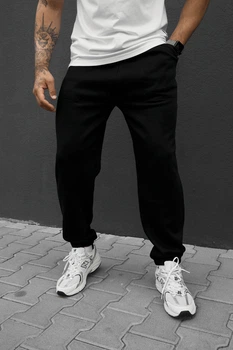 Мужские спортивные брюки Стаф черные на флисе Staff al black fleece XXXL (403941)