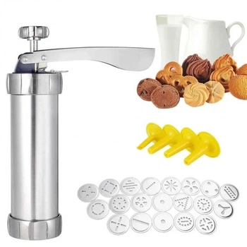 Кондитерский шприц-пресс для печенья Cookie Press, 20 насадок, нержавеющая сталь