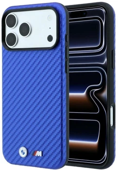 Etui BMW M Carbon Metal Logo MagSafe do Apple iPhone 17 Pro Max/18 Pro Max Blue (BMHMP18X26SWPCILB)