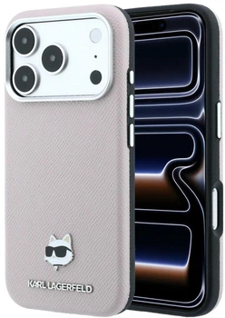 Чохол для смартфона Karl Lagerfeld Grained Choupette Head Metal MagSafe для Apple iPhone 17 Pro/18 Pro Pink (KLHMP18L6PSCHLP)