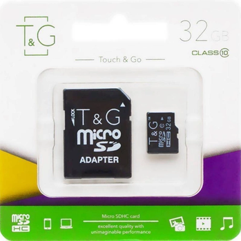 Карта пам'яті micro SDHC 32 Gb Class 10 T&G SD з адаптером