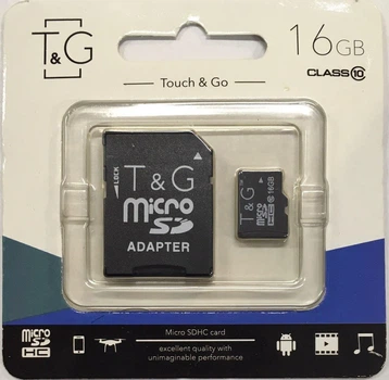 Карта пам'яті micro SDHC 16 Gb Class 10 T&G SD з адаптером TG-16GBSDCL10-01