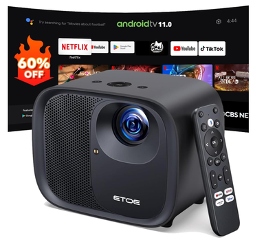Проектор ETOE E3 Pro 2026, Smart Projector из Google TV, Full HD 1080P, домашний кинотеатр, мультимедийный проектор