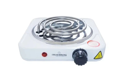 Плота Crownberg CB-3740 1000W однокомфорная спиральная Белая электропечка кухонная V(A)