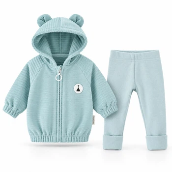 Детский комплект (кофта з капюшоном + штани) MagBaby Luna велюровый 62 см Мятный