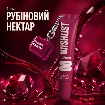 Бальзам-блиск для губ Ruby Nectar WishList, 10 мл + брелок "Mood: Crash" WL-03-693