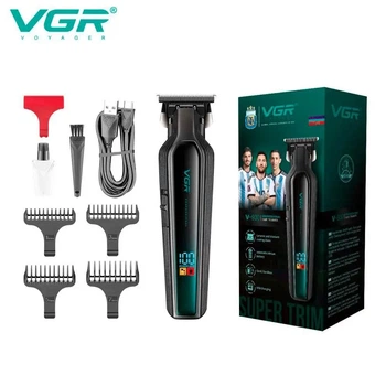 Триммер VGR V-930 — профессиональный аккумуляторный триммер для волос, бороды и усов, 7000 об/мин, 2000 мА·ч, до 360 мин работы, 4 насадки (5678)