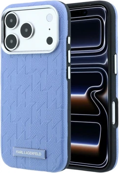 Etui Karl Lagerfeld Grained Mono Resin Logo MagSafe do iPhone 18 Pro Max / 17 Pro Max jasnoniebieskie (KF003214)