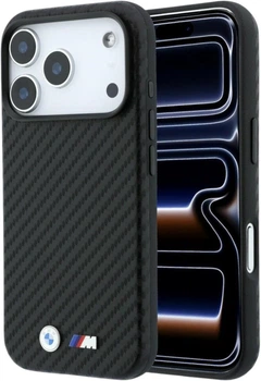 Etui BMW M Carbon Metal Logo MagSafe do iPhone 18 Pro / 17 Pro czarne (BMW001191)