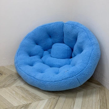 Безкаркасне крісло-кокон трансформер хутряне Teddy 180x90 см блакитне