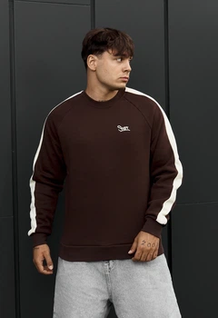 Чоловічий Світшот Стаф Коричневий З Лампасами На Флісі З Логотипом Staff Lampas Brown Logo Fleece XXL (403451)