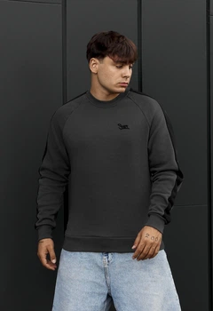 Мужской свитшот Staff темно-серый флис с лампасами и логотипом Staff lampas dark gray logo fleece XXL (403453)