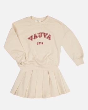Костюм свитшот с надписью vauva 2019 и юбка со складками Vauva бежевый для девочки 5-6 лет 110-116 см (000001780/05)