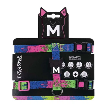 M-Pets Urban Style Lava Active Dog Harness - Анатомическая H-образная шлейка в стиле граффити для собак мелких, средних и крупных пород M / 36-58x45-65 см (6953182772958)