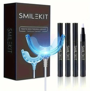 Набор для отбеливания зубов SMILEKIT с LED капой и 4 гелями от смартфона или USB