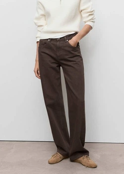 Джинси прямі Straight жіночі Mango коричневий 34 (XS-S) бавовняний денім