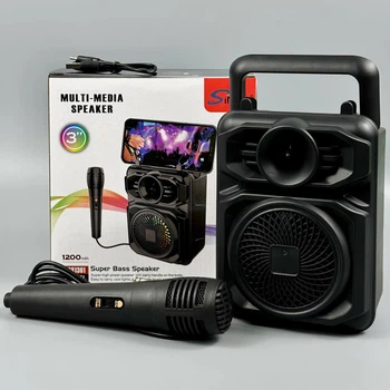 Портативная колонка Sing-e ZQS1361 Mini RGB с микрофоном 8 Вт / 1200 мАч Черная