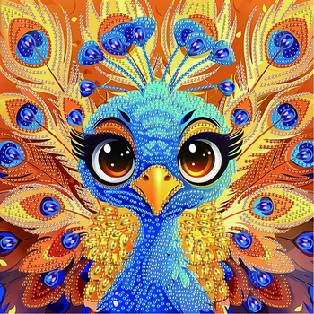 Алмазная мозаика по номерам Brushme Милый павлин, 25x25 см (BH039)
