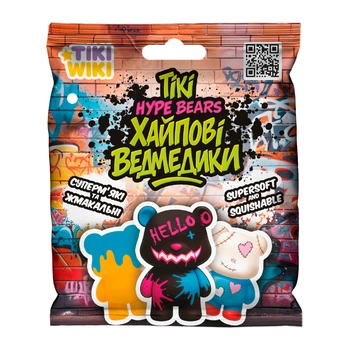 Іграшка-сквіш Tiki Wiki Tiki Хайпові ведмедики м'яка антистрес фігурка 7,2 см для колекціонування з яскравими принтами