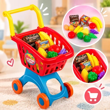 Игровой набор детская тележка с продуктами, корзина, магазин XG2008