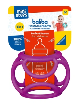 Силіконовий тримач для пляшечки 3 в 1 Ravensburger ministeps Baliba 4146 прорізувач та іграшка-м'яч від 6 місяців фіолетовий (SKU-486)